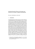 Individual Education Plans as Instruments and Practices for Inclusion: Problems and dilemmas