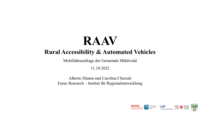 RAAV: Rural Accessibility & Automated Vehicles - Mobilitätsumfrage der Gemeinde Mühlwald