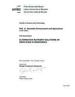Alternative nutrient solutions in simplified hydroponics