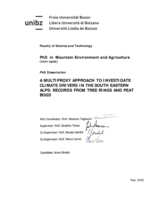 A multiproxy approach to investigate climate drivers in the South Eastern Alps: records from tree rings and peat bogs