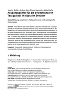 Ausgangspunkte für die Betrachtung von Textqualität im digitalen Zeitalter: Modellbildung, empirische Fallstudien und methodologische Reflexionen