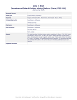 Georeferenced Data of Christian Mission Stations, Ghana (1752-1932)