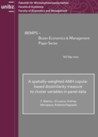A spatially-weighted AMH copula-based dissimilarity measure to cluster variables in panel data