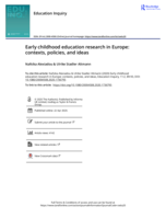Early Childhood Education Research in Europe: Special Issue Education Inquiry
