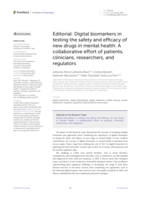 Editorial: Digital biomarkers in testing the safety and efficacy of new drugs in mental health: A collaborative e ort of patients, clinicians, researchers, and regulators
