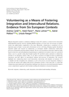 Volunteering as a Means of Fostering Integration and Intercultural Relations: Evidence from Six European Contexts