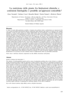 La nutrizione delle piante fra limitazioni chimiche e costrizioni fisiologiche: È possibile un approccio sostenibile?