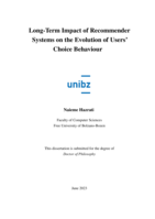 Long-Term Impact of Recommender Systems on the Evolution of Users’ Choice Behaviour