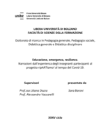 Educazione, emergenza, resilienza: narrazioni dall’esperienza degli insegnanti partecipanti al progetto ripARTiamo! al tempo del Covid-19