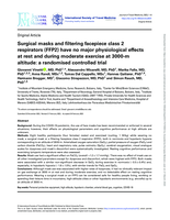 Surgical masks and filtering facepiece class 2 respirators (FFP2) have no major physiological effects at rest and during moderate exercise at 3000-m altitude: a randomised controlled trial