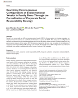 Examining Heterogeneous Configurations of Socioemotional Wealth in Family Firms through the Formalization of Corporate Social Responsibility Strategy