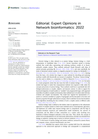 Editorial: Expert Opinions in Network bioinformatics: 2022