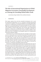 The Role of International Organizations in Global Migration Governance: Sustainable Development as a Strategy for Extending Global Public Goods
