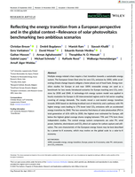Reflecting the energy transition from a European perspective and in the global context: Relevance of solar photovoltaics benchmarking two ambitious scenarios