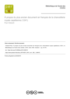 À propos du plus ancien document en français de la chancellerie royale capétienne (1241)