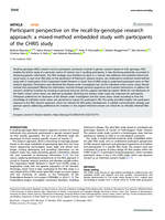 Participant perspective on the recall-by-genotype research approach: A mixed-method embedded study with participants of the CHRIS study