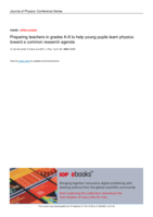 Preparing Teachers in Grades K-6 to Help Young Pupils Learn Physics: Toward a Common Research Agenda