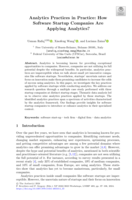 Analytics Practices in Practice: How Software Startup Companies Are Applying Analytics?