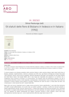 Silvia Paialunga (ed.), Gli statuti delle fiere di Bolzano in tedesco e in italiano (1792), Firenze, Accademia della Crusca, 2022 [Recensione]