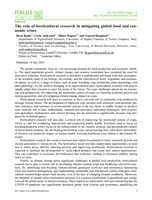 The role of horticultural research in mitigating global food and economic crises