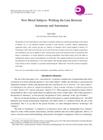 New Moral Subjects: Walking the Line between Autonomy and Automaton