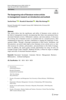The burgeoning role of literature review articles in management research: An introduction and outlook