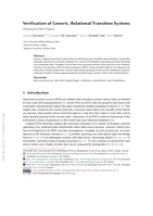 Verification of Generic, Relational Transition Systems