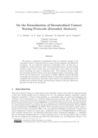 On the Formalization of Decentralized Contact Tracing Protocols (Extended Abstract)