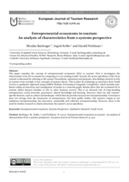 Entrepreneurial ecosystems in tourism: An analysis of characteristics from a systems perspective