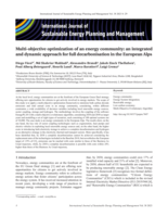 Multi-objective optimization of an energy community: an integrated and dynamic approach for full decarbonisation in the European Alps