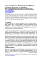Using Focus Groups in Studies of ISD Team Behaviour