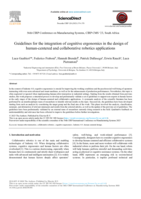 Guidelines for the integration of cognitive ergonomics in the design of human-centered and collaborative robotics applications
