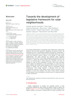 Towards the development of legislative framework for solar neighborhoods