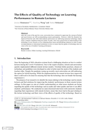 The Effects of Quality of Technology on Learning Performance in Remote Lectures