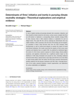 Determinants of Firms' Initiative and Inertia in Pursuing Climate Neutrality Strategies: Theoretical Explanations and Empirical Evidence