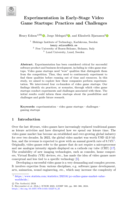 Experimentation in Early-Stage Video Game Startups: Practices and Challenges
