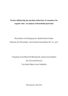 Factors influencing the purchase behaviour of consumers for organic wine: An analysis of household panel data