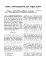 Assistance Functions for Collaborative Haptic Interaction in Virtual Environments and their Effect on Performance and User Comfort