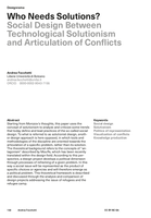 Who Needs Solutions?: Social Design Between Technological Solutionism and Articulation of Conflicts