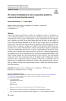 The choice of institutions to solve cooperation problems: A survey of experimental research