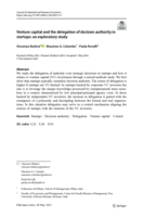 Venture Capital and the Delegation of Decision Authority in Startups: An Exploratory Study