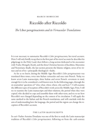 Riccoldo after Riccoldo: The Liber peregrinationis and its Vernacular Translations