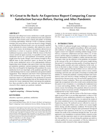 It’s Great to Be Back: An Experience Report Comparing Course Satisfaction Surveys Before, During and After Pandemic