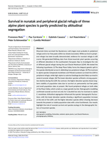 Survival in nunatak and peripheral glacial refugia of three alpine plant species is partly predicted by altitudinal segregation