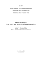 Open enterprise: How gratis and reputation foster innovation