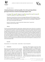 Animal performance and meat quality of two slow-growing chicken genotypes fed insects reared on municipal organic waste
