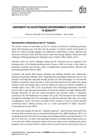 University as an extended environment: A question of "e-quality"