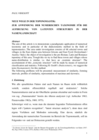 Neue Wege in der Toponomastik: Zur Anwendung der numerischen Taxonomie für die Aufdeckung von latenten Strukturen in der Namenlandschaft
