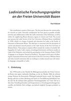 Ladinistische Forschungsprojekte an der Freien Universität Bozen