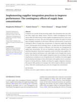 Implementing supplier integration practices to improve performance: the contingency effects of supply base concentration